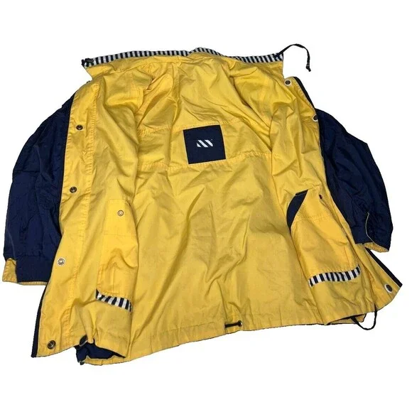 Vintage Men's Current Seen Reversible Windbreaker Jacket Navy Blue Yellow Size L - Picture 9 of 13